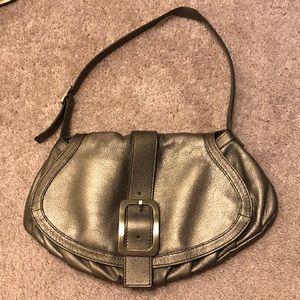 Cole Haan purse in metallic gray, genuine leather